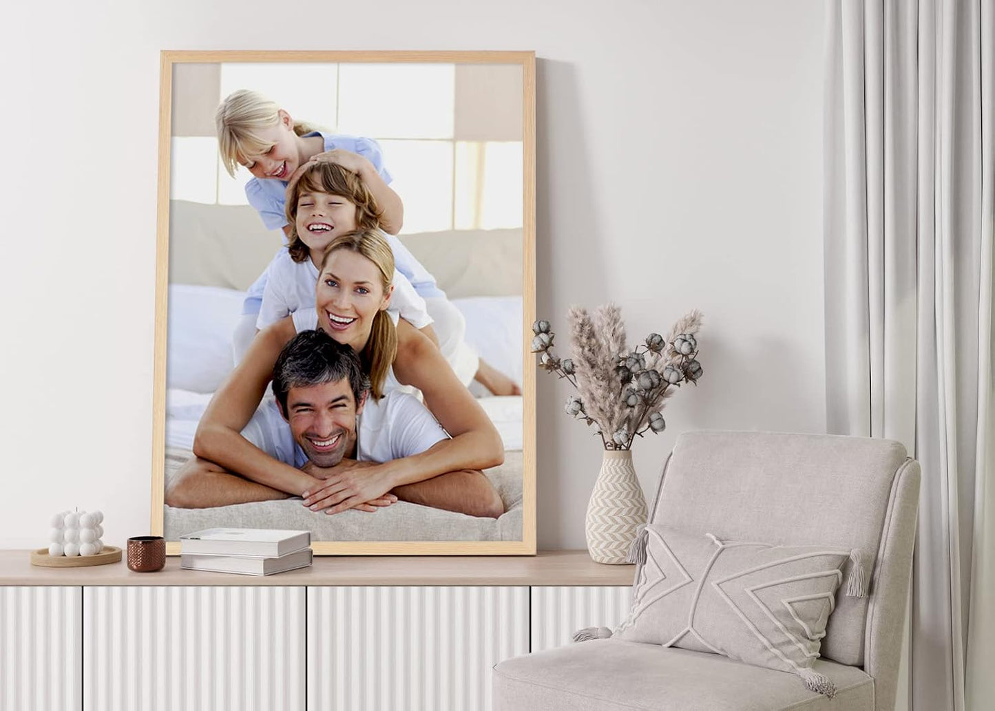 Yaetm 18x24 Poster Frame Set of 4, Natural Solid Oak Wood Frame 18x24 for Photos, Posters & Art Prints, Wall Gallery