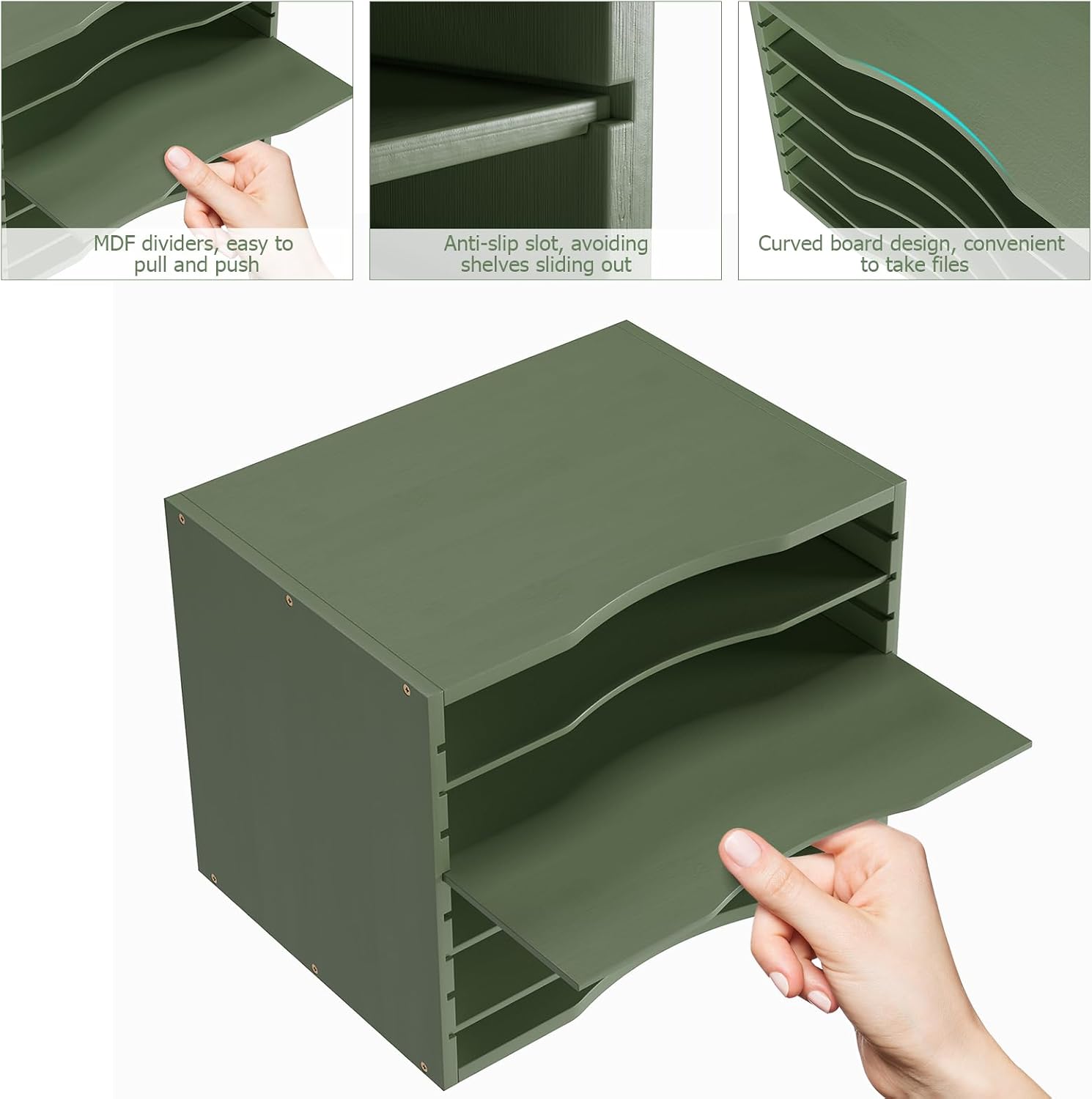 Bamjoy Bamboo 5 Tier Desktop Organizer, Paper Organizer Mail Sorter, File Holder Letter Document Storage with