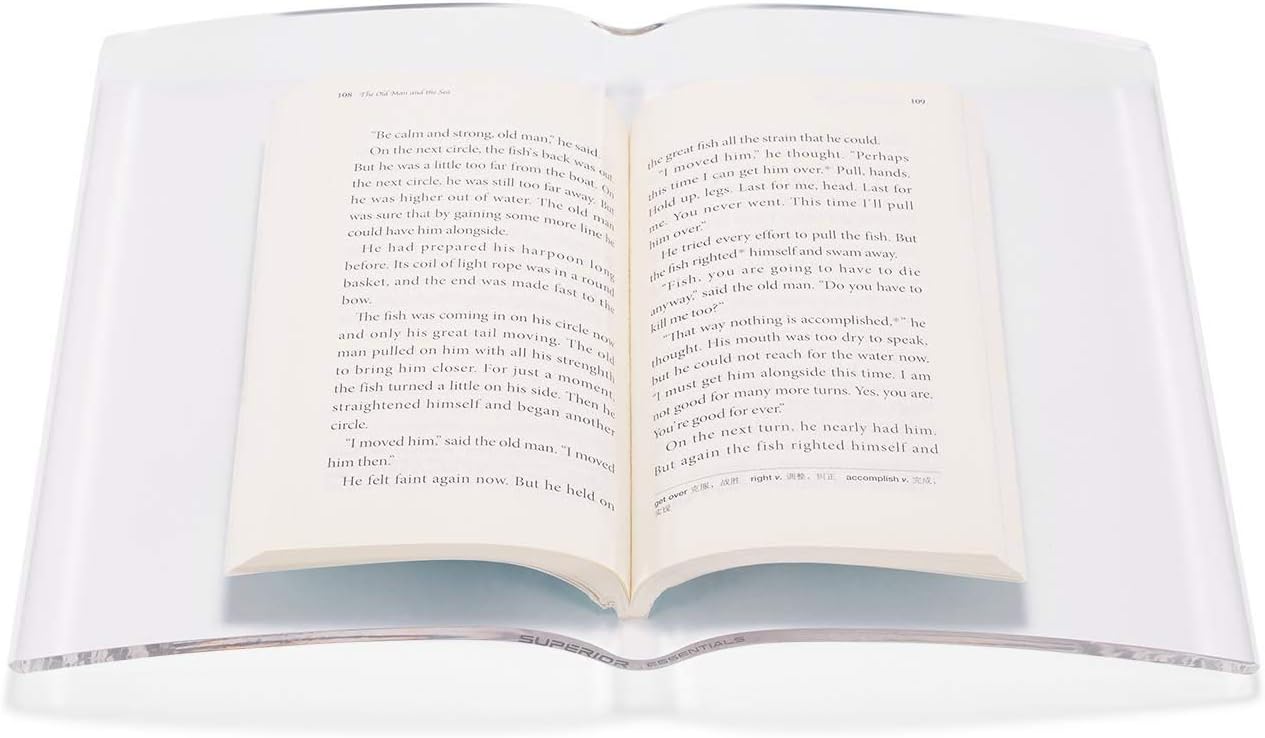 Clear Transparent Bookweight-Bookcover-Pageholder Book Protector (Full/Standard Hardcover Book Size: 12" Wide x 9" Tall)