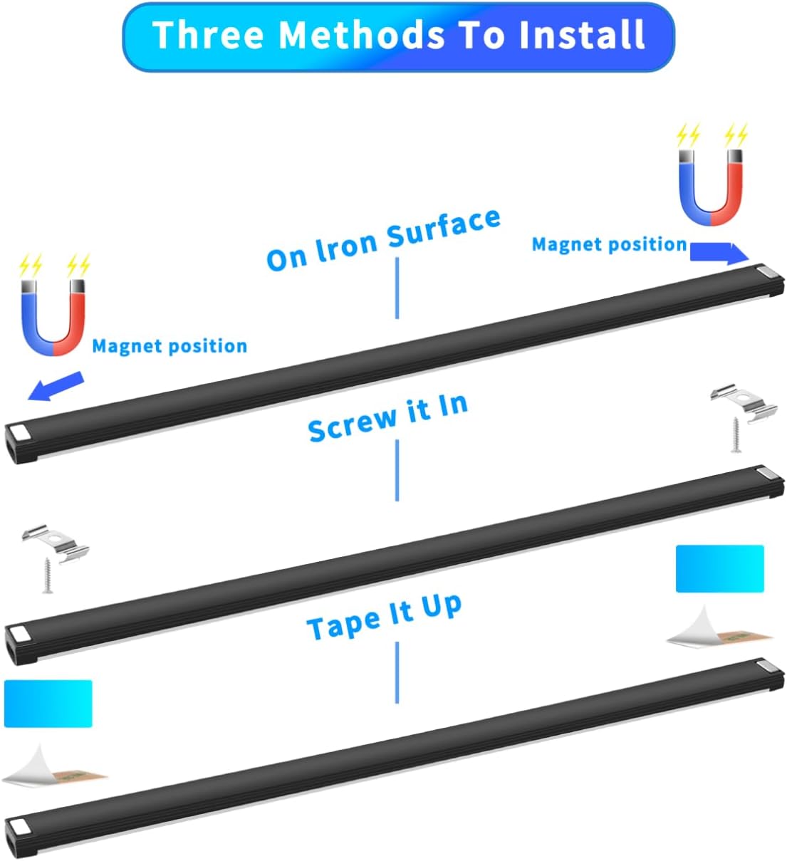 LED Under cabinet lights Dimmable Reading Light Bar for Kitchen Workbench | THLIFURE,Brightness Dimming,Warm to Cool