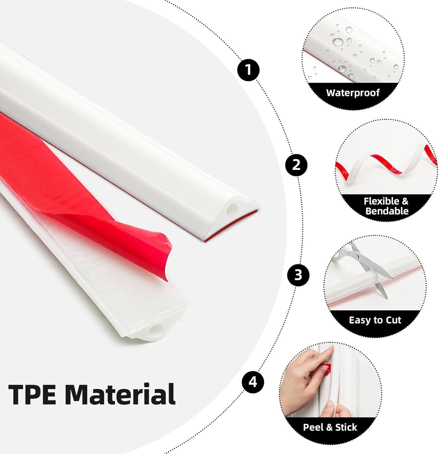Peel and Stick Wall Molding Trim Flexible Self Adhesive Crown Molding / 20FT / White / 20 Inch