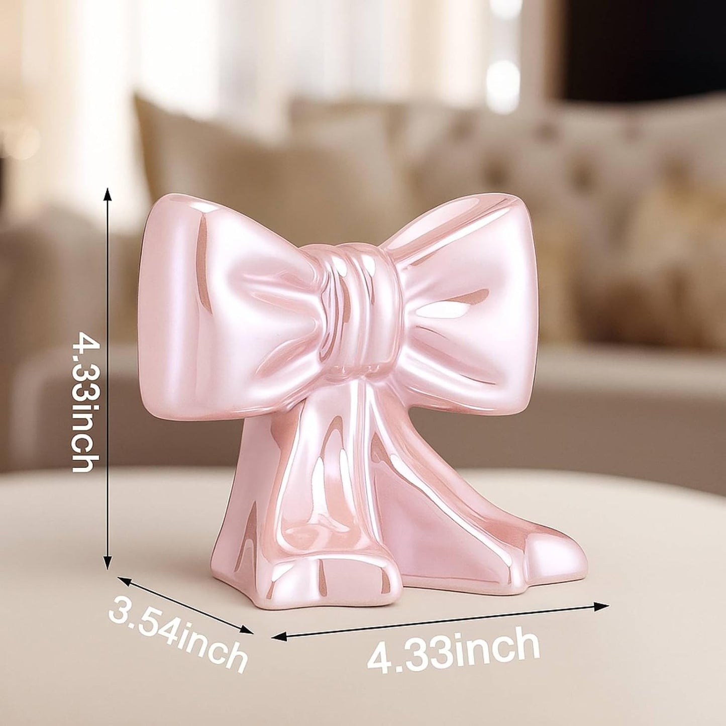 Bow Bookends Ceramic Book Ends Decorative Book Stand Bow Sculpture Statues / Pink / Set of 2