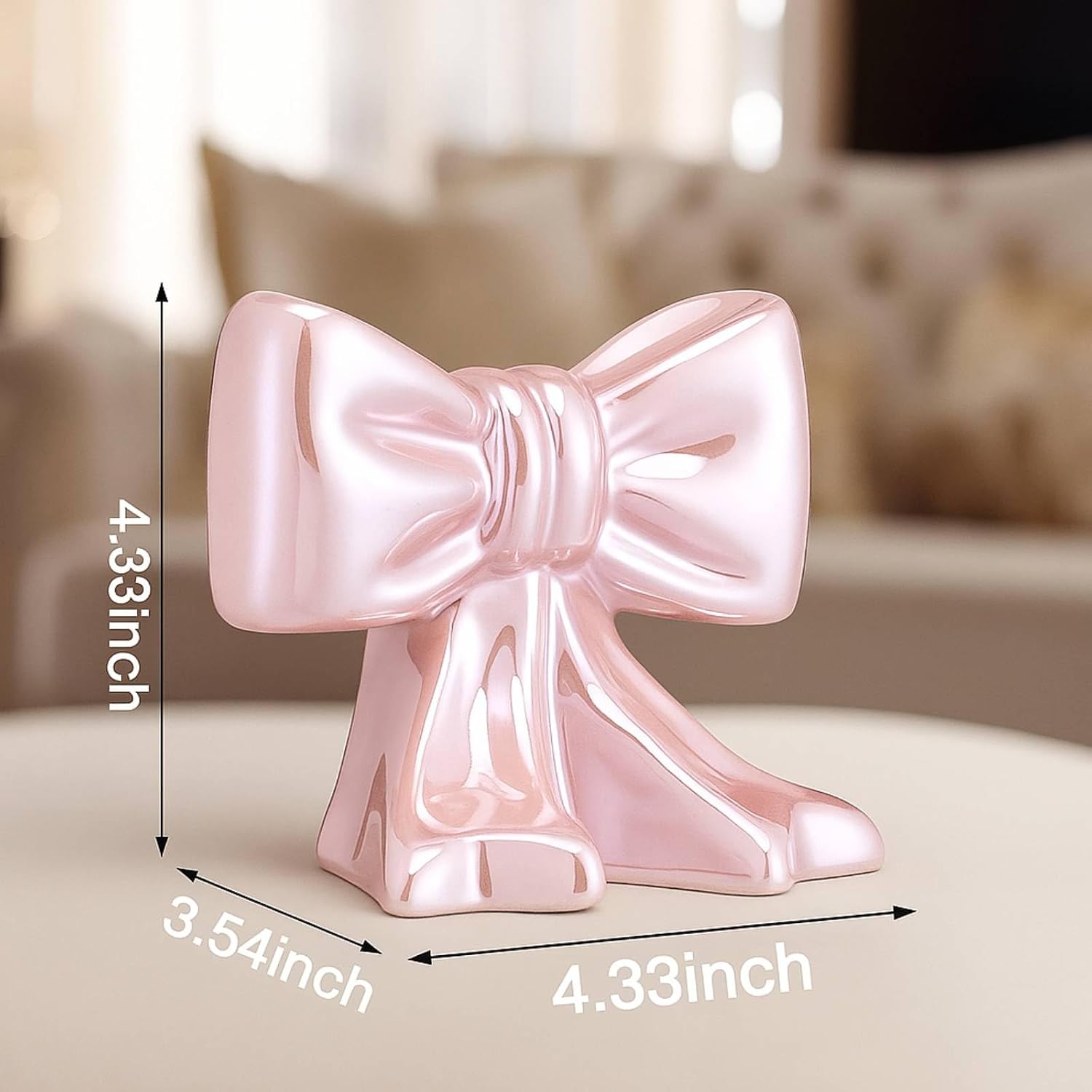 Bow Bookends Ceramic Book Ends Decorative Book Stand Bow Sculpture Statues / Pink / Set of 2