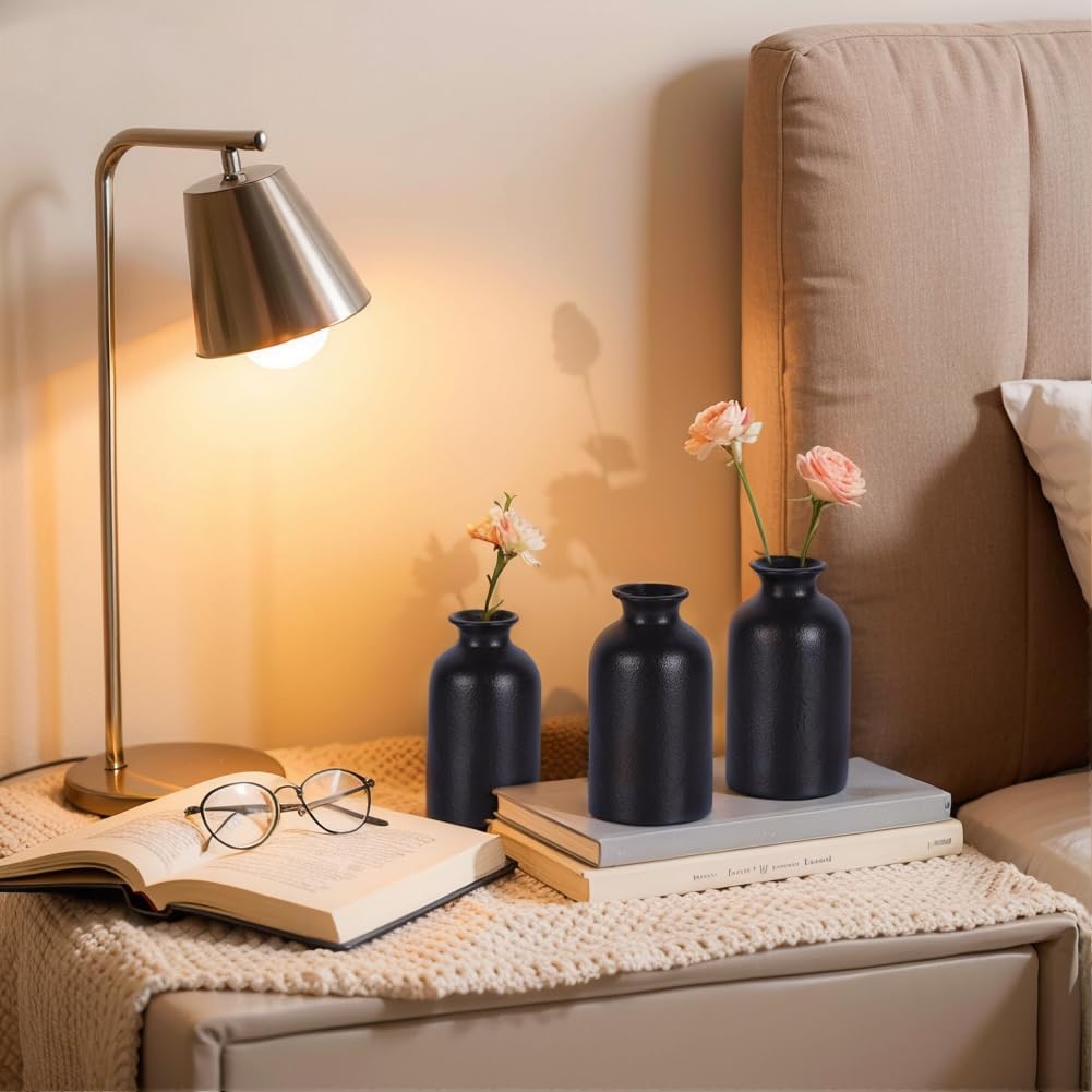 Ceramic Bud Vases for Centerpieces / Black / Set of 12