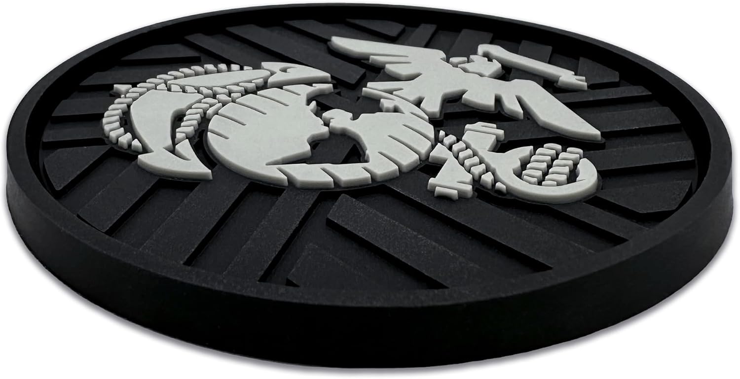 Officially Licensed US Corps Insignia Textured 3D Automotive Religious Silicone Coasters / Marine