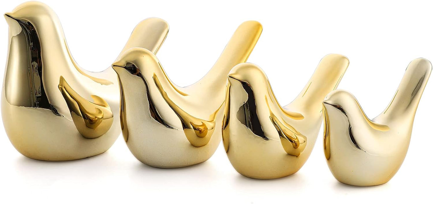 Ceramic Small Animal Statues / Gold / Set of 4