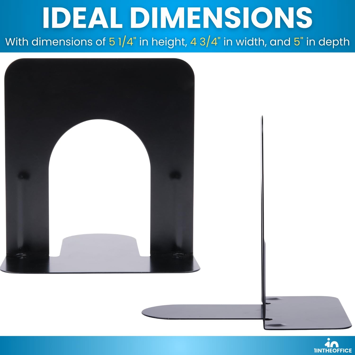 Metal Bookends / Bookends / Black / 4 x 4 / Set of 4
