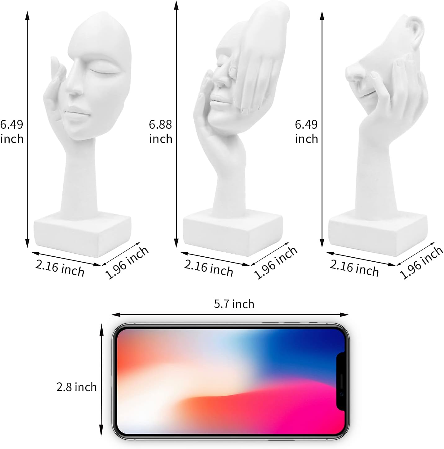 Thinker Statue / Collectible Figurines / White-2 / Set of 3