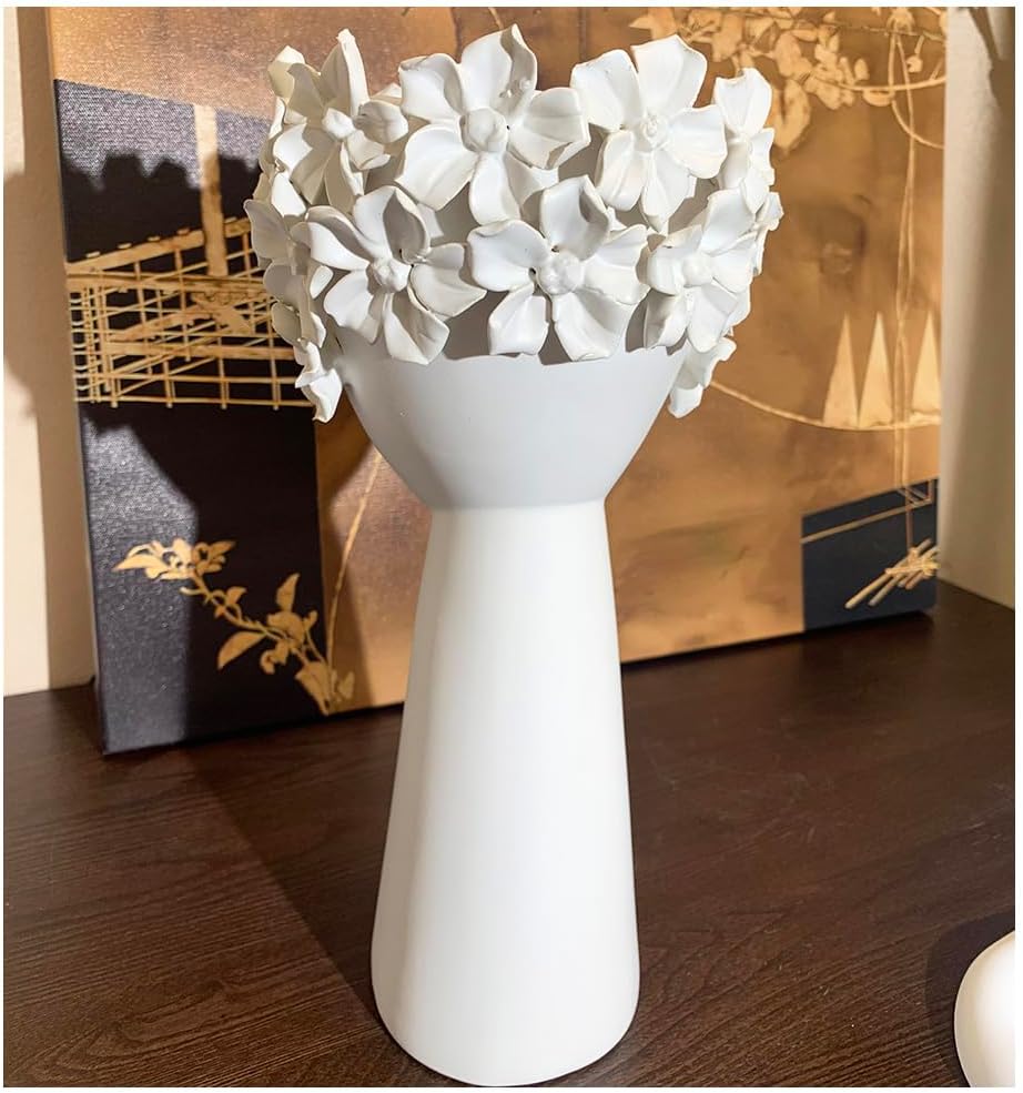Ceramic Sculpture Female Head Face Flower Vase Decoration / White