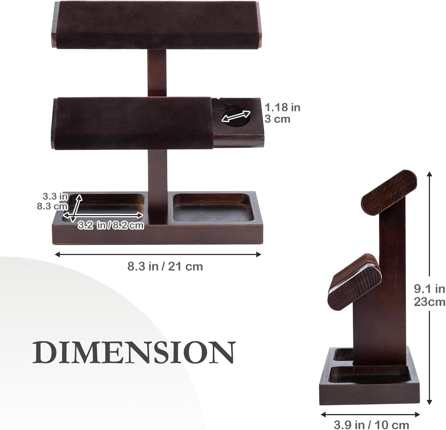 ProCase Wood Watch Display Stand Holder for Men, Wristwatch Tower with T-Bar Design, Hanging Watch Rack, Wooden Wrist