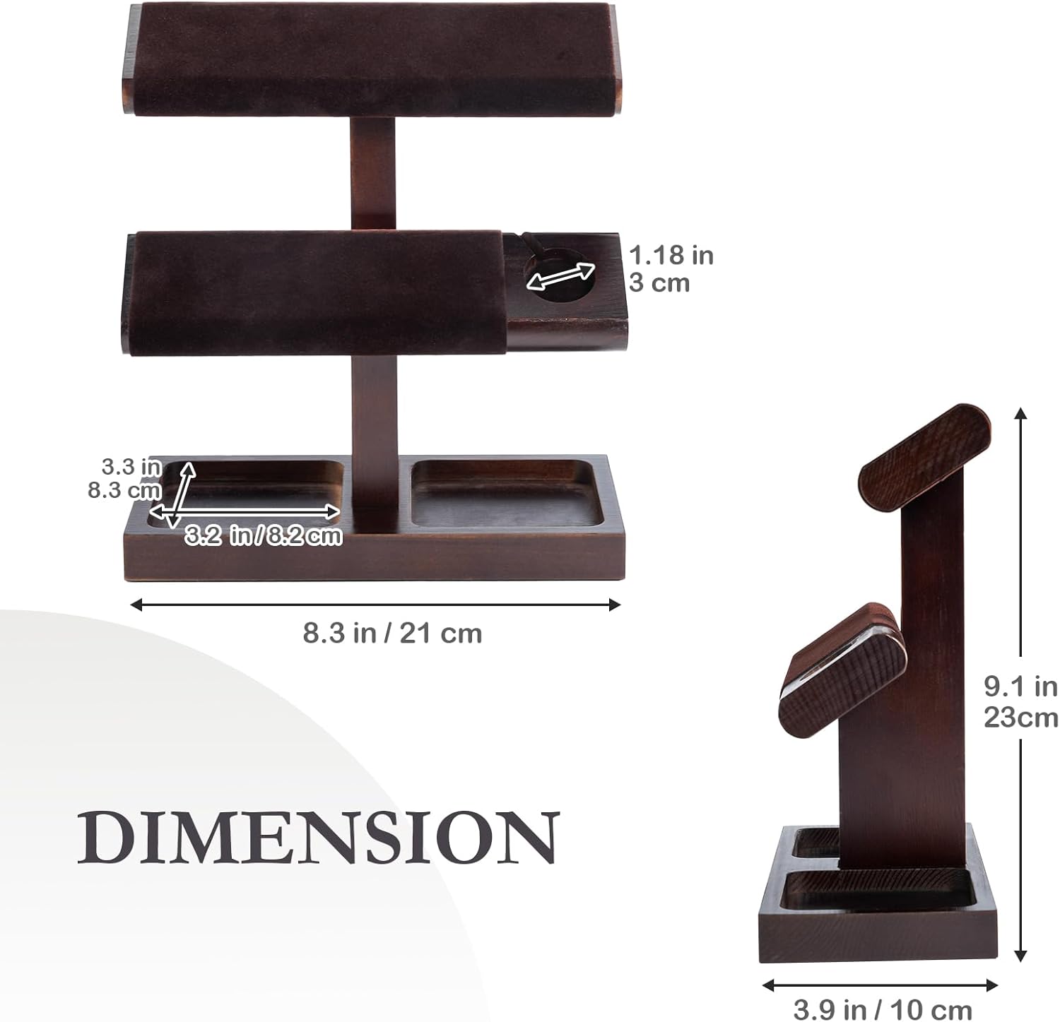 ProCase Wood Watch Display Stand Holder for Men, Wristwatch Tower with T-Bar Design, Hanging Watch Rack, Wooden Wrist