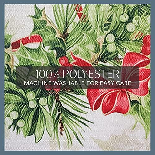 Elrene Home Fashions Holly Traditions Fabric Wrinkle Resistant Holiday Tablecloth, 60" x 144", Oblong, Multi