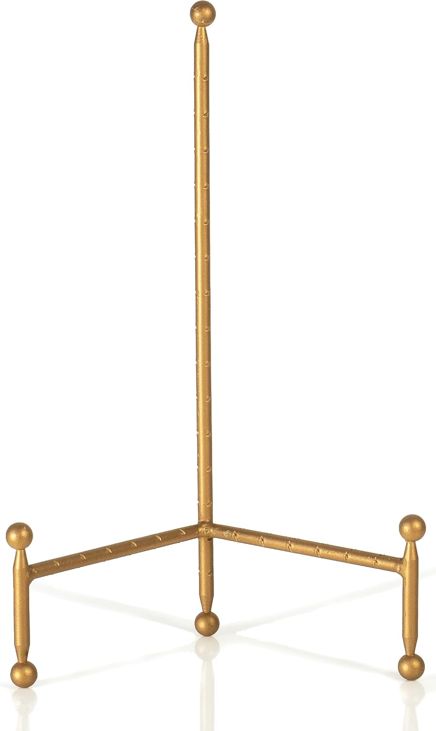 Red Co. Decorative Tripod Plate Stand and Art Holder Easel in Gold Finish - 14" h