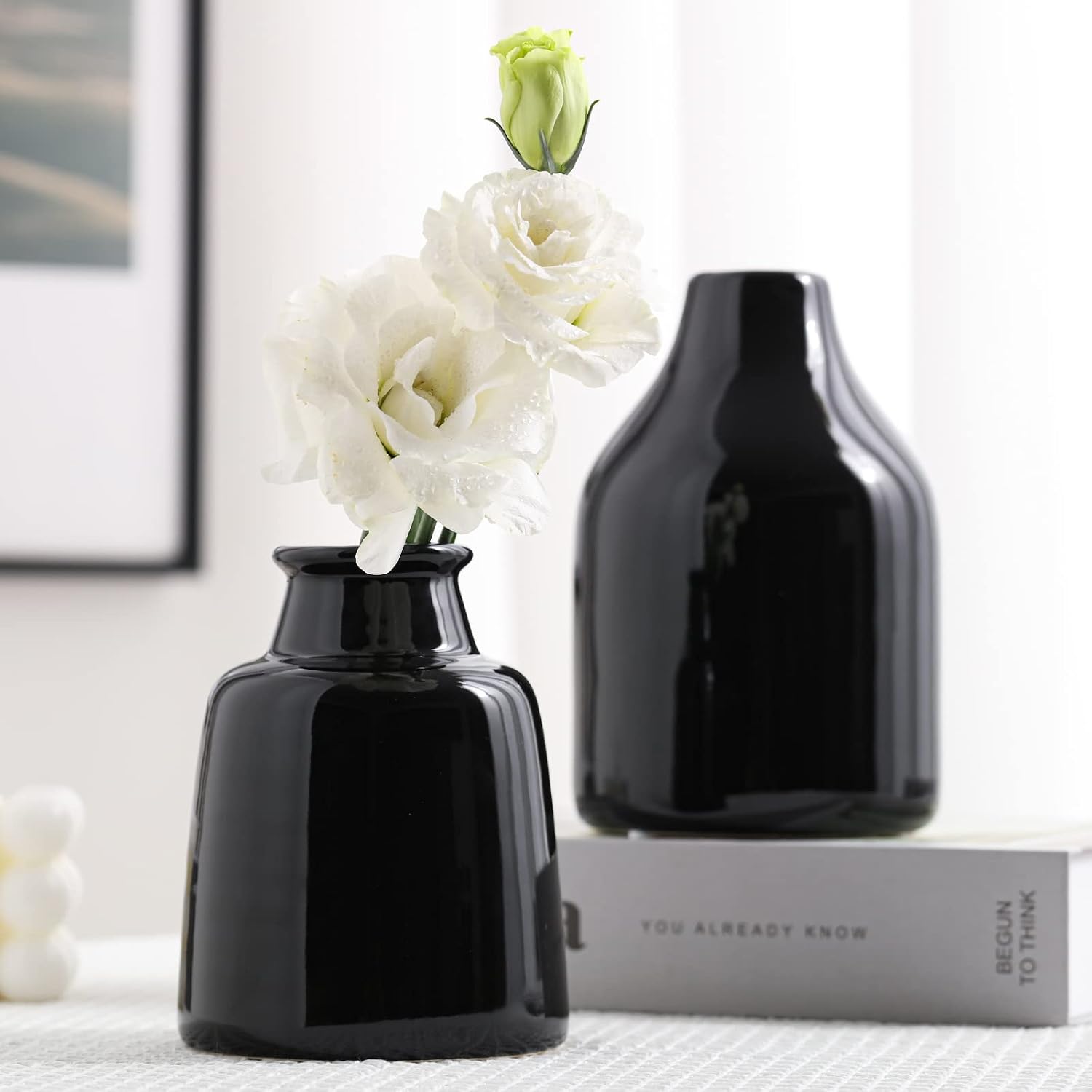 Black Small Vase for Modern Home Decor / 3 Vase Set- Black / Set of 3