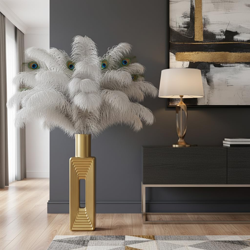 24- Tall Large Modern Vases / Gold / 23.6 In
