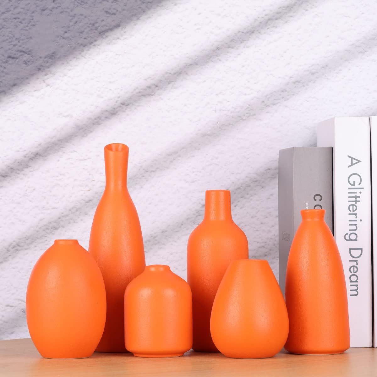 Orange Ceramic Bud Vases / Orange Set / Set of 6