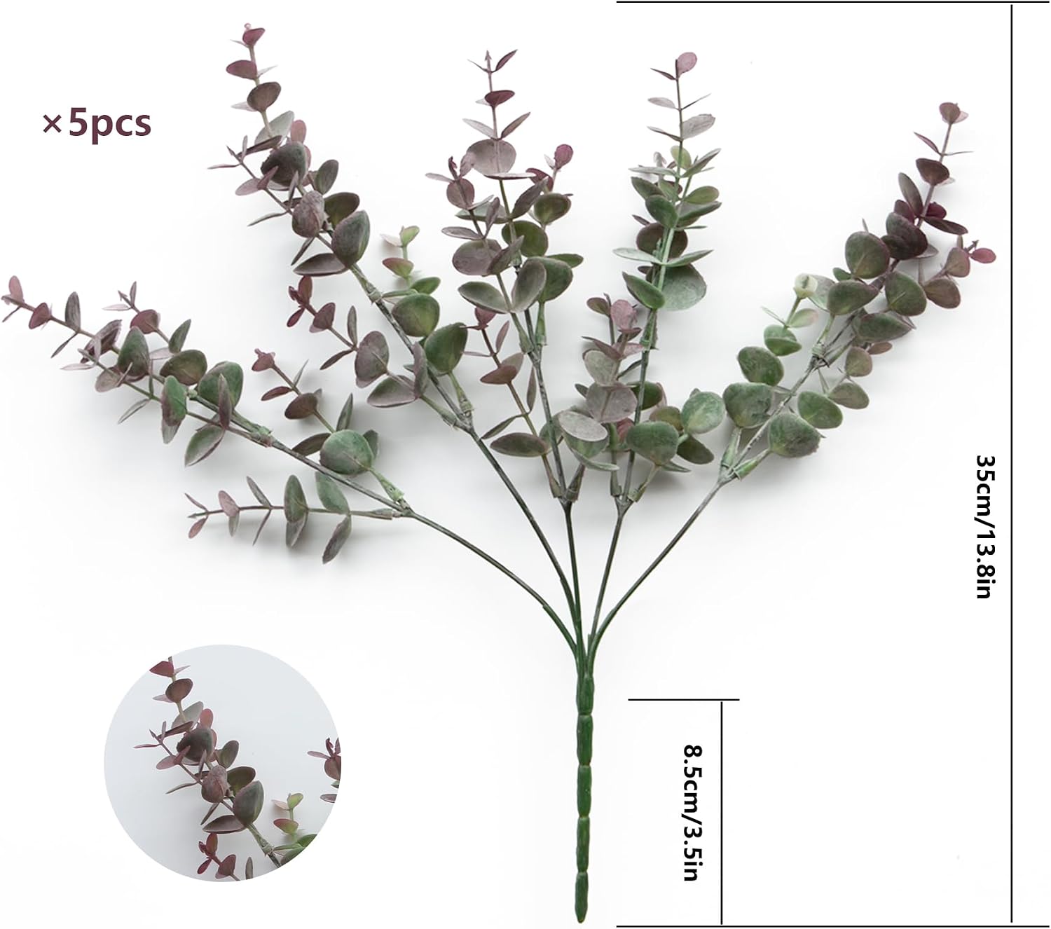 Faux Greenery Fake Dust Frosted Eucalyptus Branches Leaves / Dusty Mauve