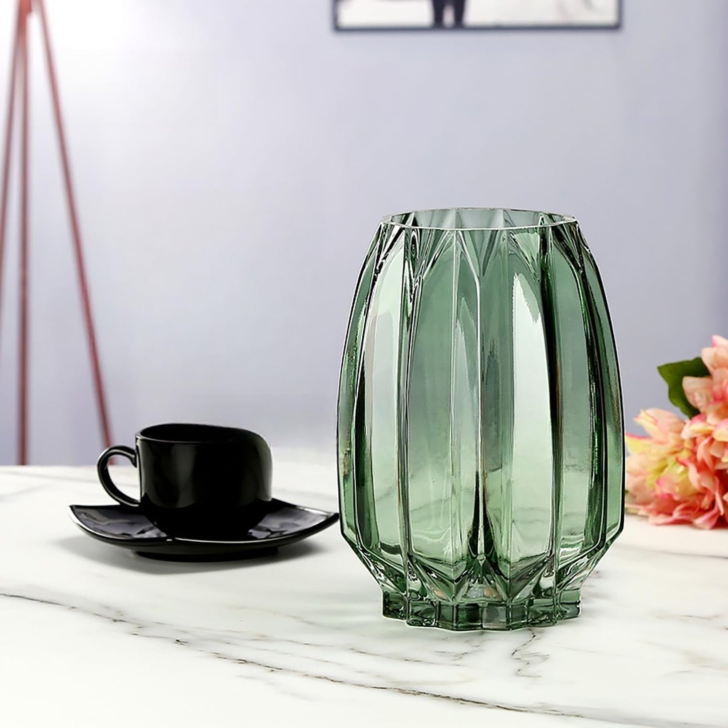 Tall/Short Glass Vase / Green / 7.87inch