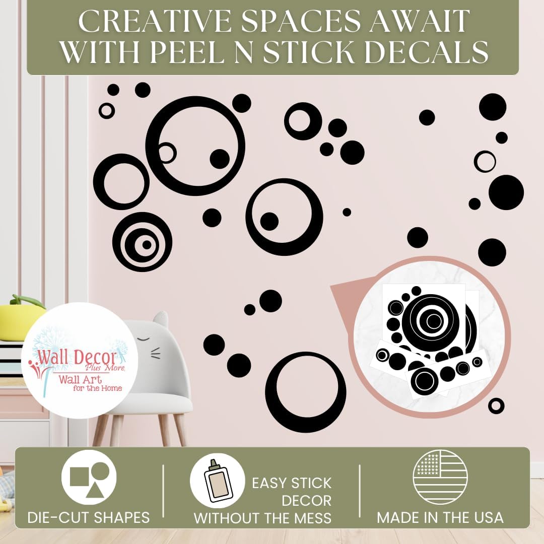 Wall Vinyl Sticker Decal Circles / Black / 11 Inch