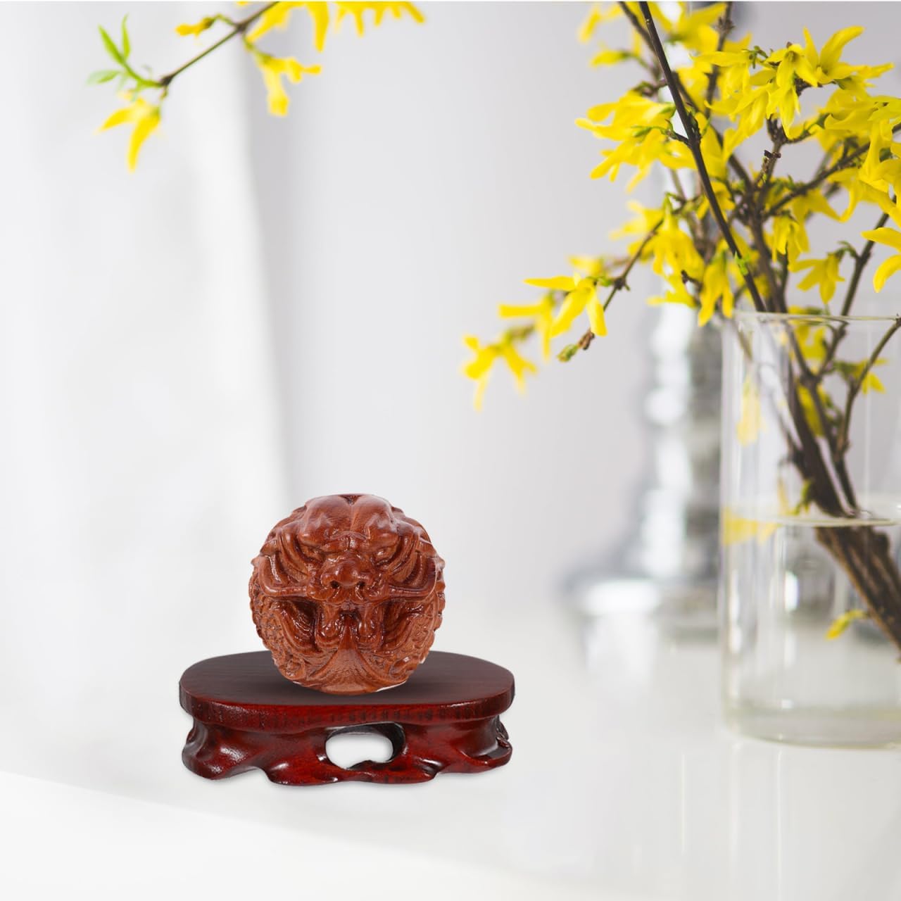 Oval Wood Display Stand Base Ornament for Small Statues Crafts Flowerpots Incense Burners Rustic