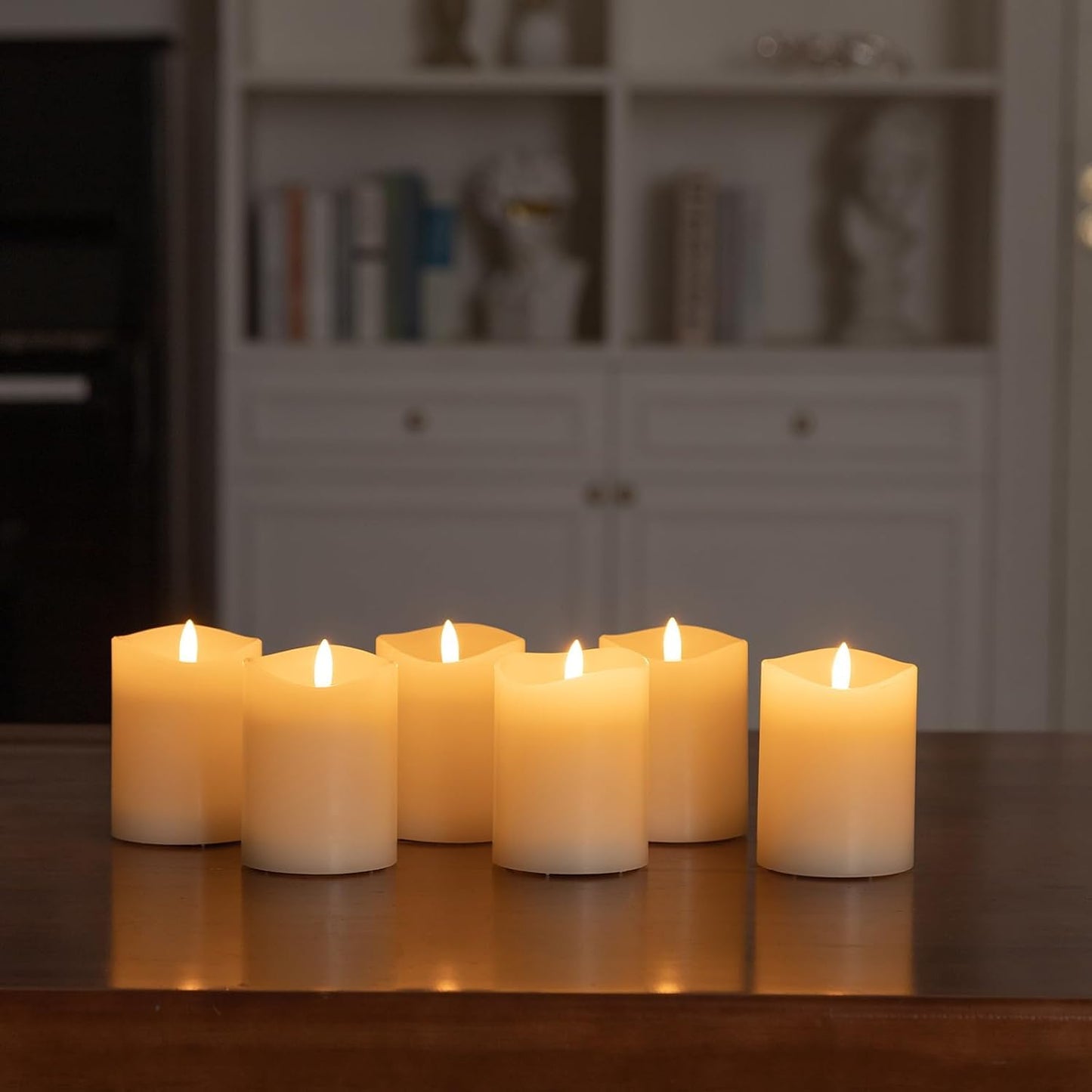 3 x 4 Inch Flameless Candles with Remote Set of 6 for Wedding Decor | Real Wax Battery Candles, Flickering LED Candles
