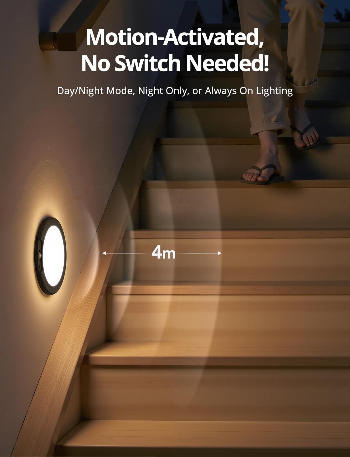 Black Battery Powered Motion Sensor Ceiling Lights Wireless, Rechargeable 60 Day Battery Operated Waterproof Inside