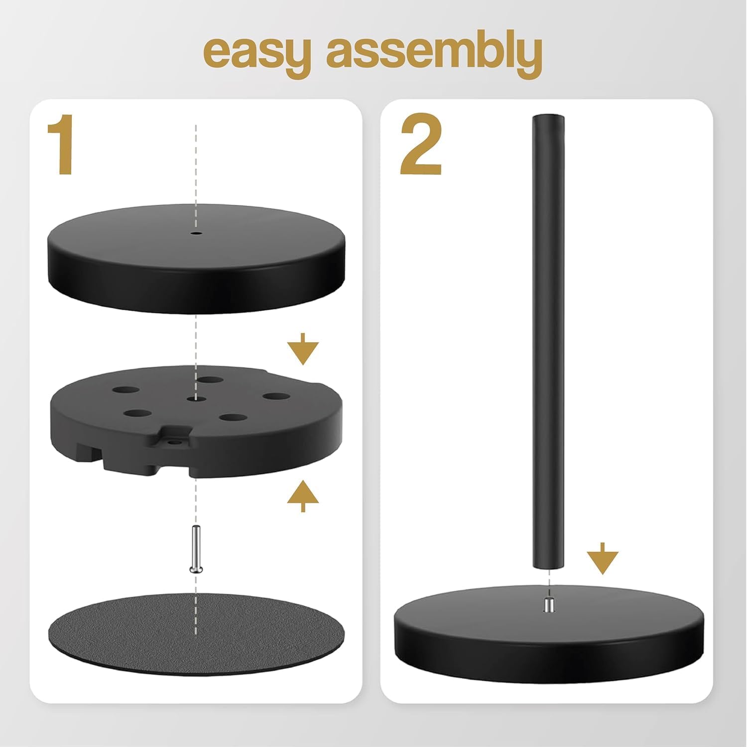 XL and Heavy Weighted Towel Holder, Premium Stainless Steel Large Black Paper Towel Holder, Unique and Modern