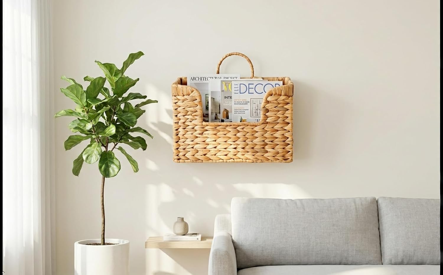 Wall Mounted Woven Magazine Basket