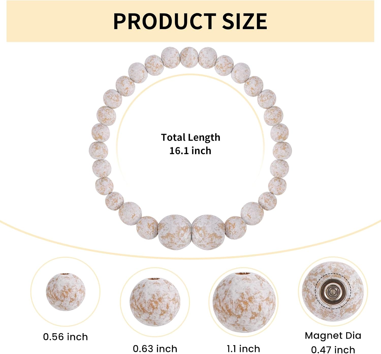 KLOGTSIND Magnetic Curtain Tiebacks, 6 Pack Wood Bead Curtain Holdbacks | Curtain Holders for Bedroom Decor, Boho Room