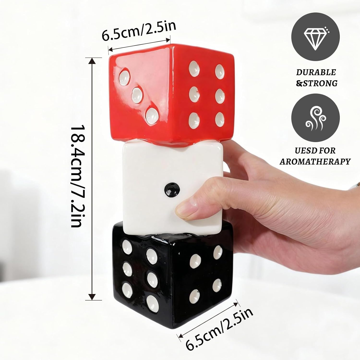 Unique Ceramic Small Vase / Red, White and Black Dice Vase