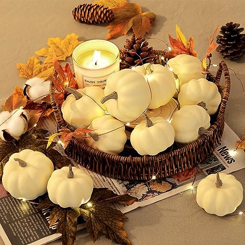 Artgar Pumpkin Decor - White Pumpkin - 10 PCS Mini Pumpkins Harvest Set