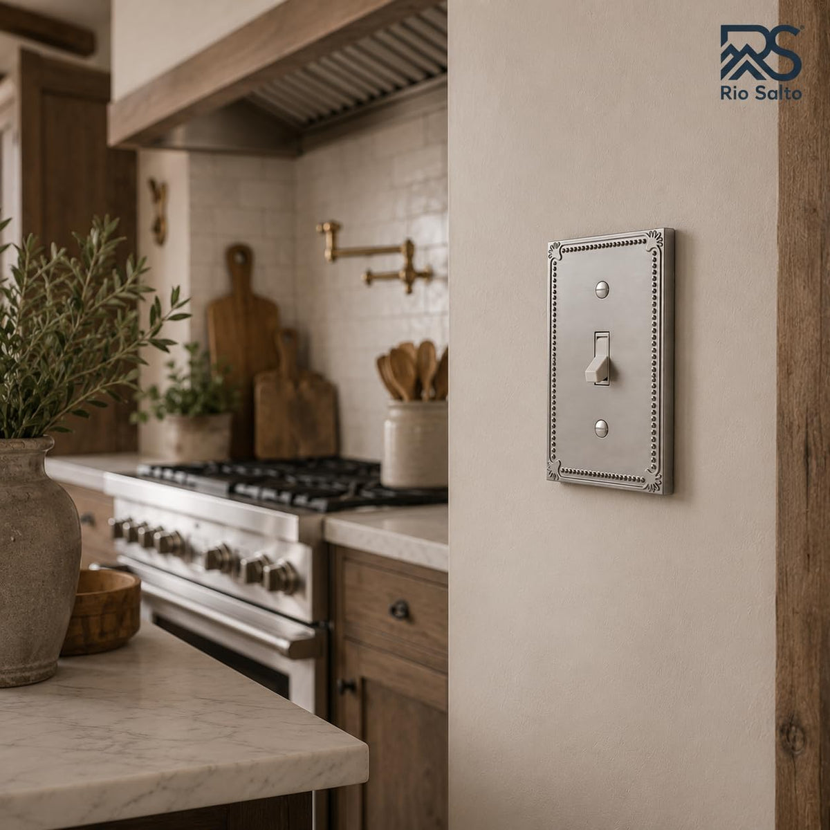 Rio Salto Brushed Nickel Decorative Toggle Light Switch Cover Plate Silver 1 Gang Toggle Switch Plate Flip Switch
