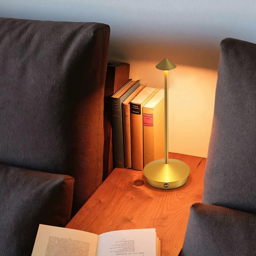 2 Pack Aluminum Cordless Table Lamp, 6000mAh Rechargeable Table Lamps, Portable Touch LED Lamp, Outdoor Waterproof