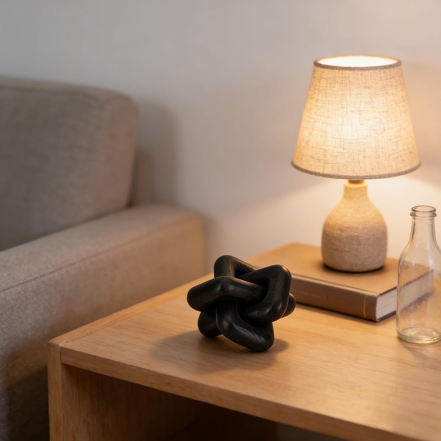 Wooden Knot Decoration Bohemian Decoration Hand-Carved Knot Coffee Table Decoration Suitable / Black