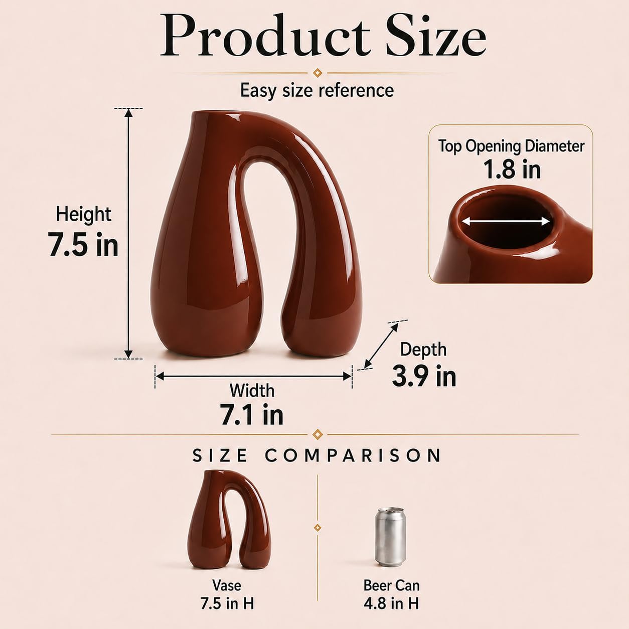 Ceramic Decorative Vase / Brown