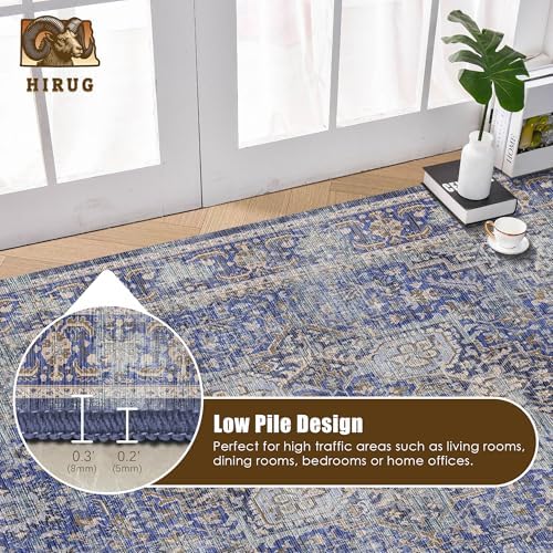 Washable Area Rug 9' x 12' Vintage Traditional Persian Mat - Foldable Distressed Non-Slip Machine Washable Carpet for