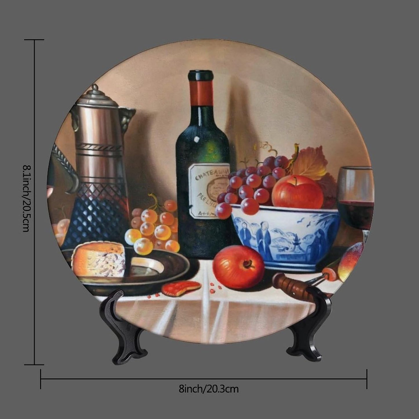 Stand / Decorative Plate Holder / 8 Inch / Cheese Makes Wine Taste Better