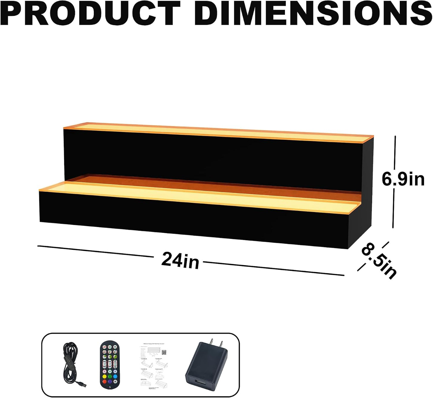 MESAlLUP 24 Inch 2 Tier Lighted Liquor Bottle Display Shelf, LED Bar Shelves with APP or Remote Control, Mulit Color