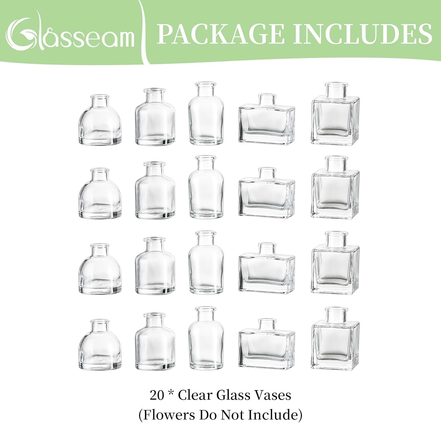 Clear Small Flower Vase Tiny Glass Vases for Flowers Modern / 01-clear / Set of 20