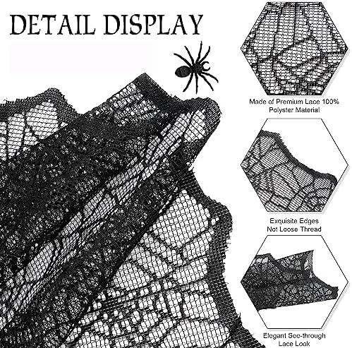 Halloween Decorations Table Runner - Black Lace Spider Web Table Runners for Halloween Table Decor, 18 X 72 Inch Halloweens Lace Table Runner for Halloweens Party Home Kitchen Dinner Decoration Indoor