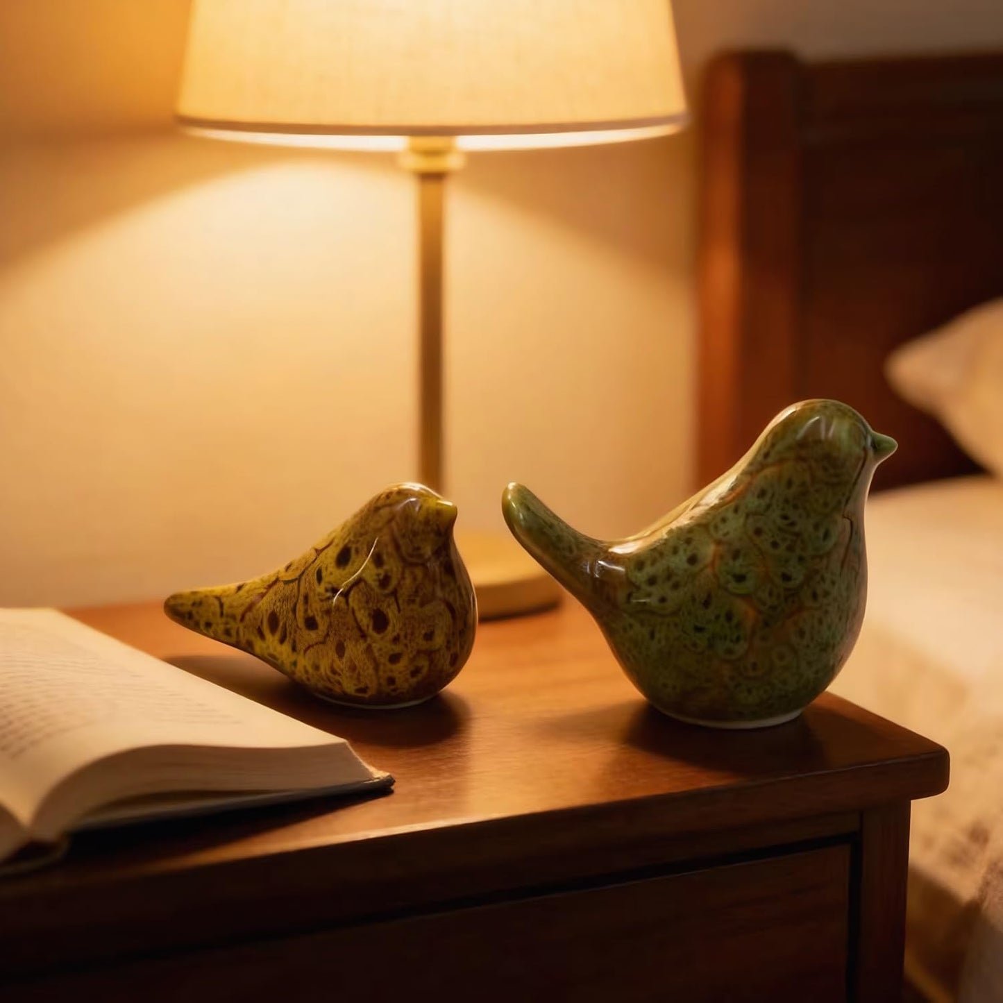 Two-piece set of parent-child bird statues / Kiln Color Change