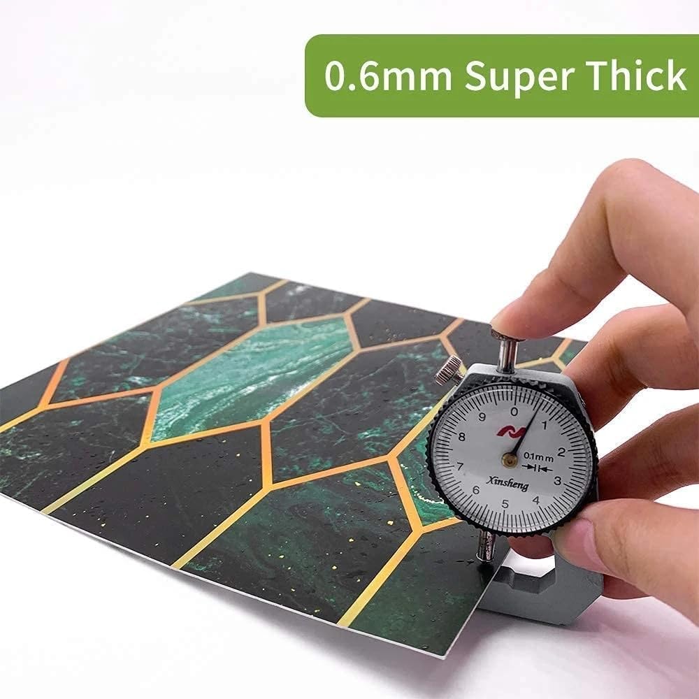 Gilding Marble PVC Adhesive Tile Peel and Stick Thick / 7.87 x 7.87 / Green / Set of 10
