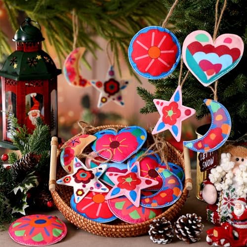HunnmingRe 16 Pcs Mexican Christmas Ornaments, Felt Xmashanging Decor