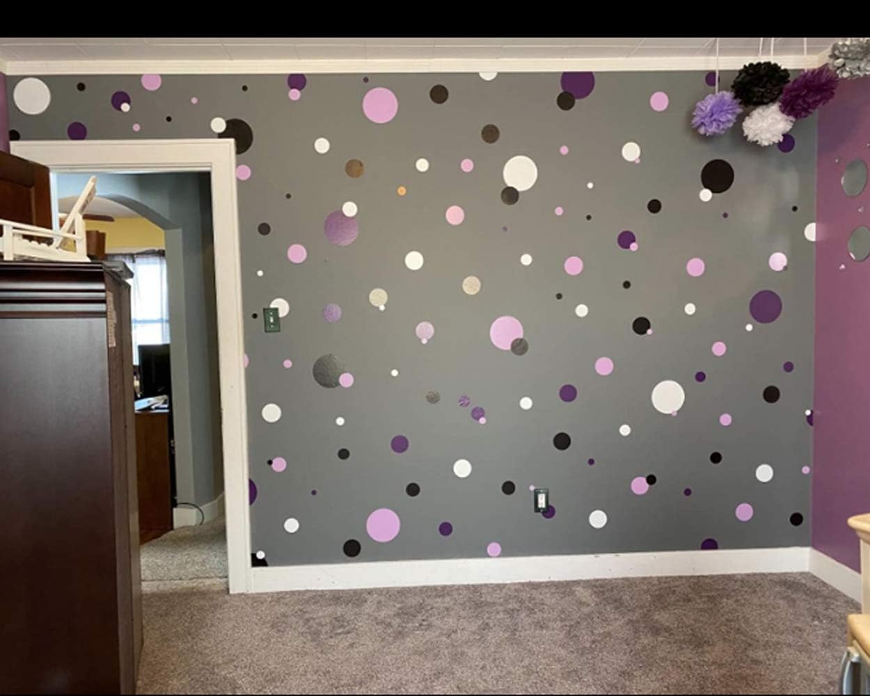 Polka Dot Wall Decals Girls Room Wall Decor Stickers / Dark & Light Purple