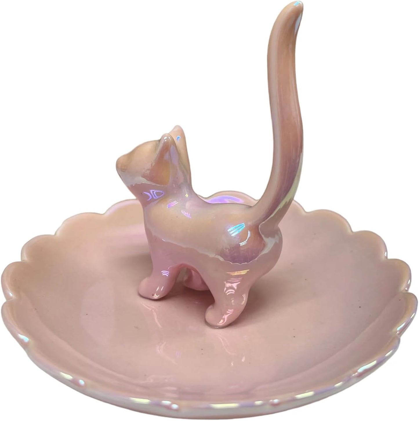 Cat Ring Holder Trinket Tray Ceramic Jewelry Dish Decorative Ring Holder/Trinket Tray / Pink