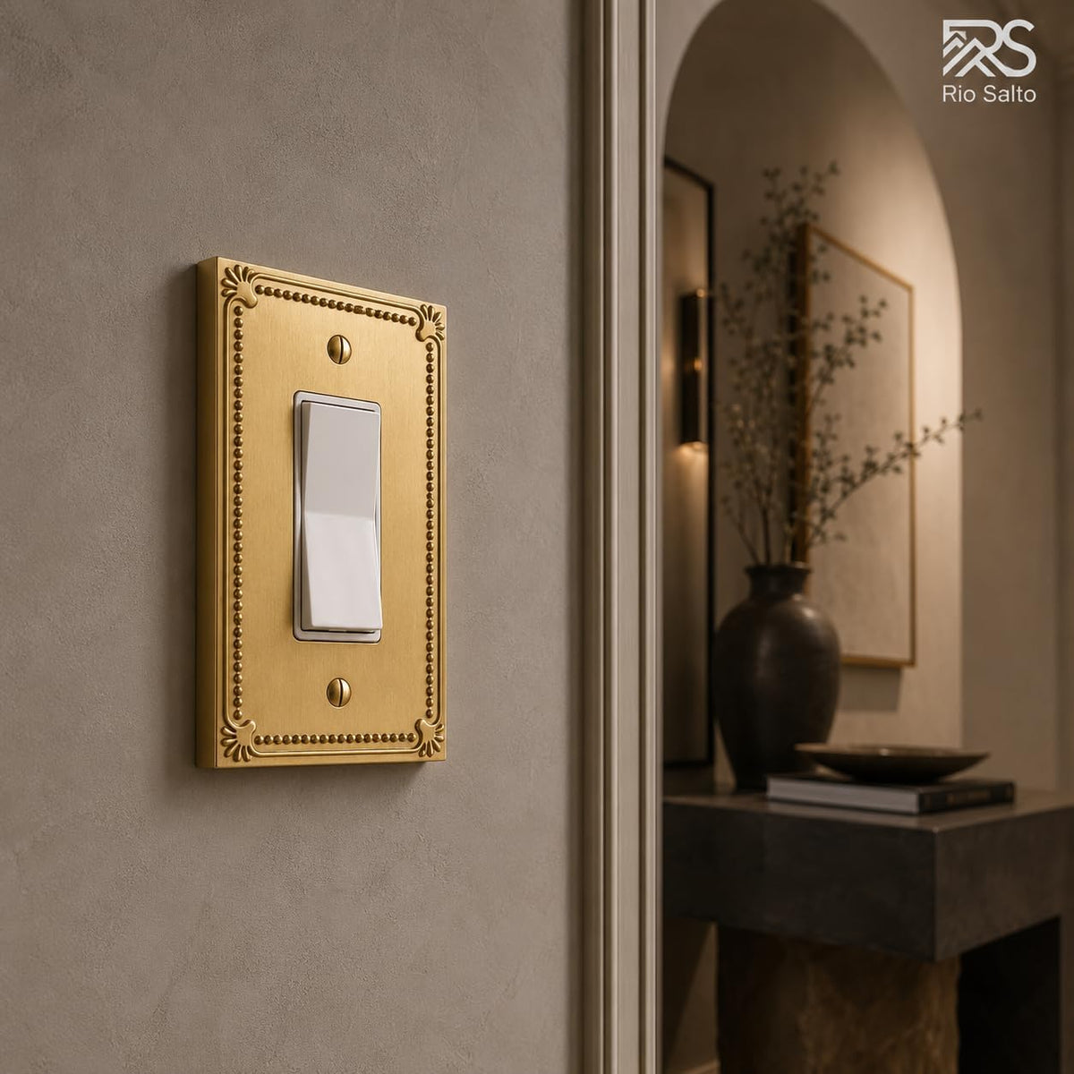 Rio Salto Gold Rocker Light Switch Cover Plate Gold Metal Decorative Beaded Wall Plates Outlet Covers — Pearl