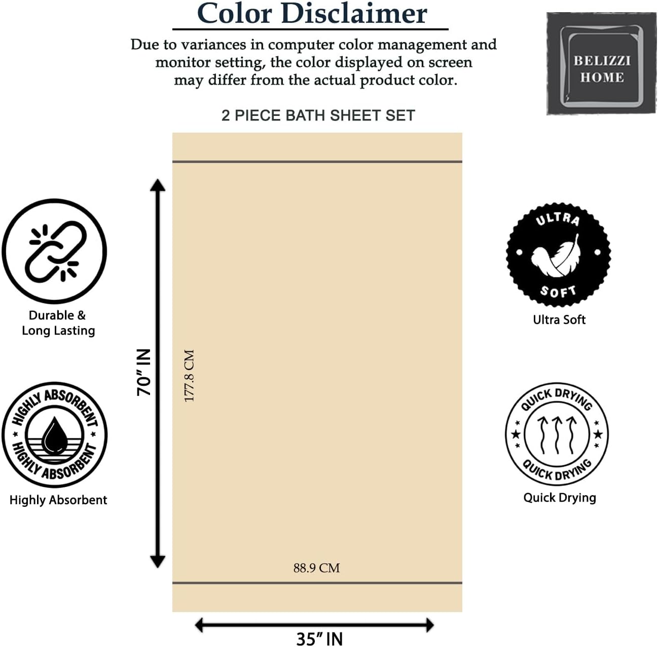 Cotton 2 Pack Oversized Bath Sheet 35x70, Large Bath Sheet, Ultra Soft, Absorbent, Compact, Eco-Friendly, Recyclable