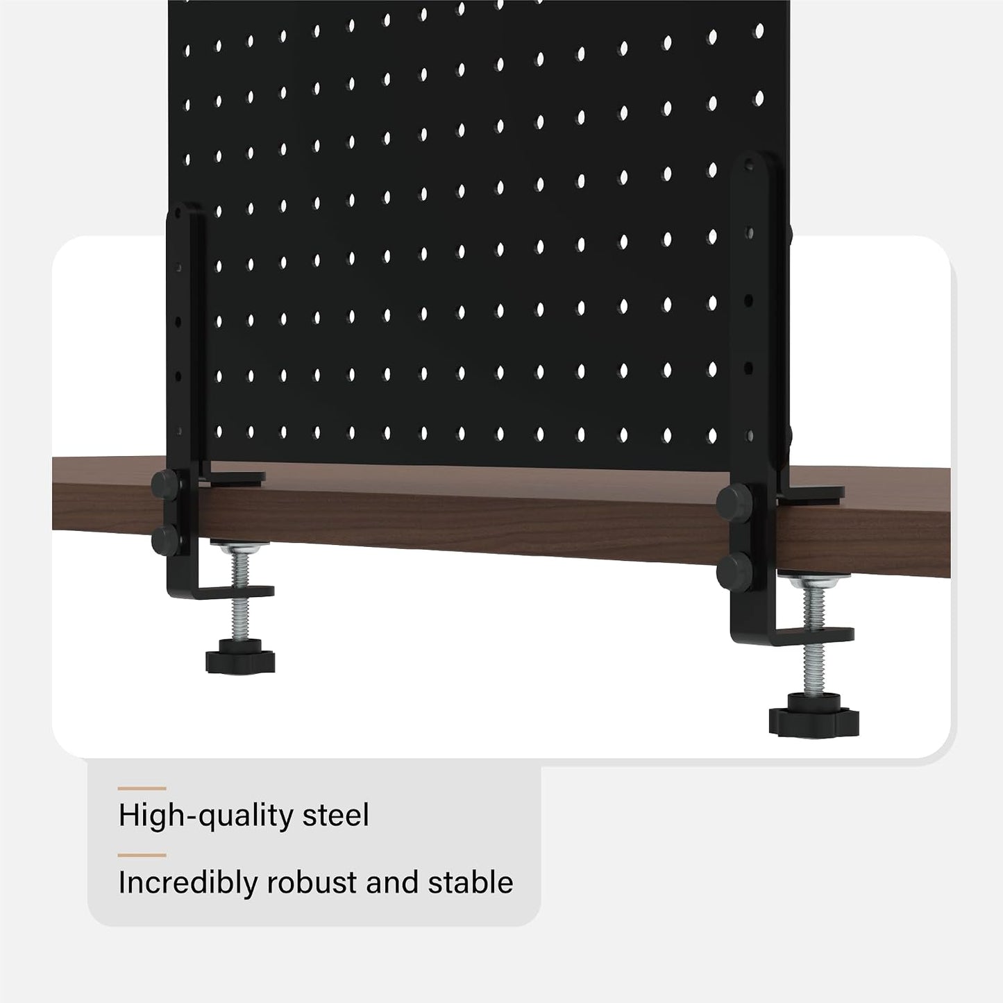 HUHOLE 32 x 12 Inch Clamp On Desk Pegboard Complete Kit | No Drill Metal Privacy Panel and Organizer with Accessories
