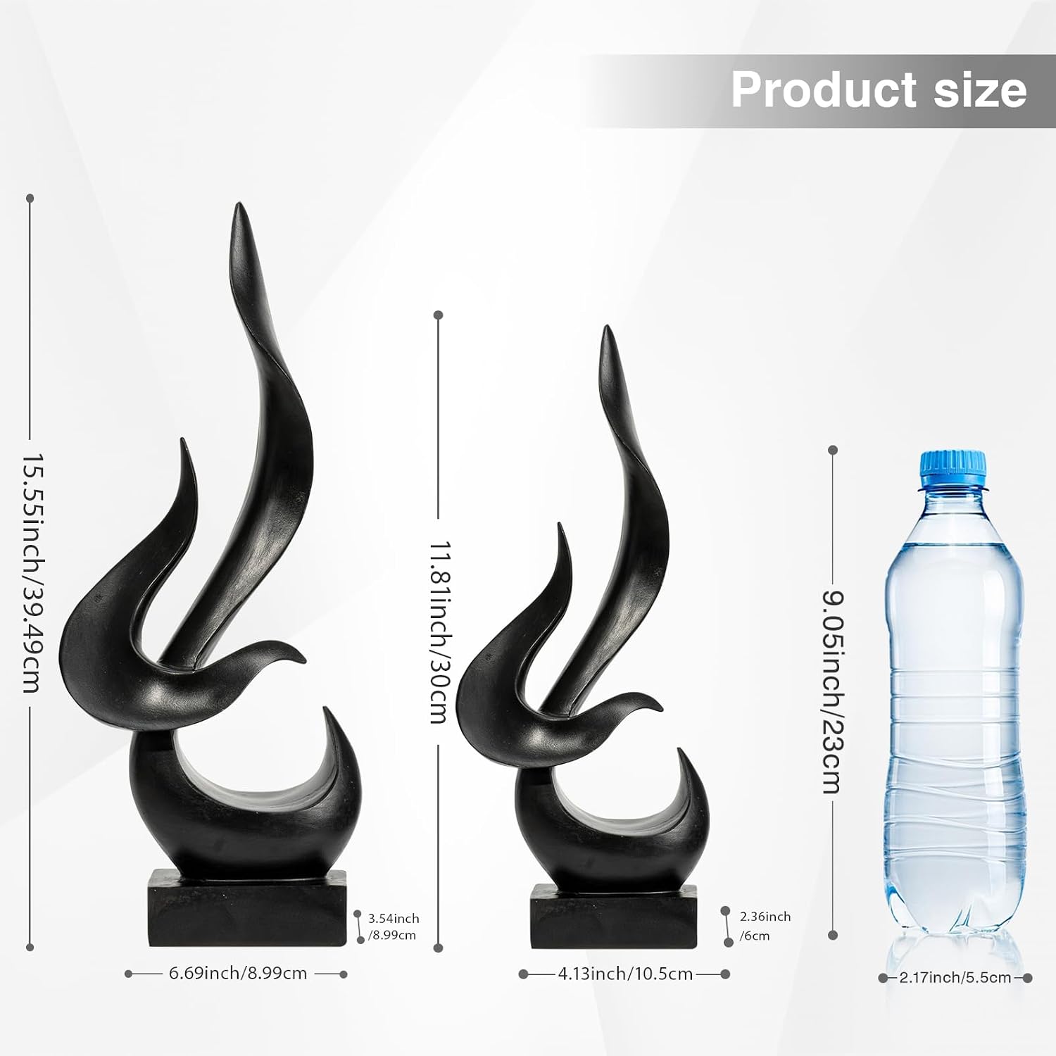 Modern Abstract Resin Statue / Black / Medium