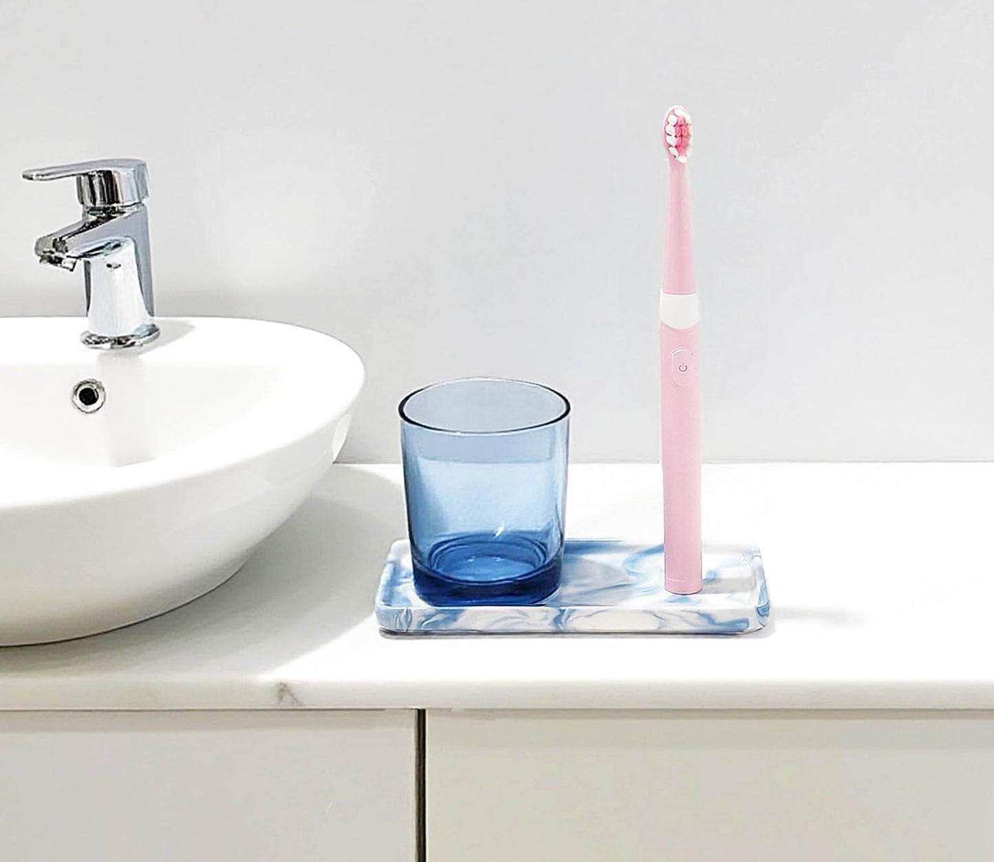 Tiny Ceramic Countertop and Vanity Tray for Cosmetics / 6.4 x 3 x 0.5 / Blue